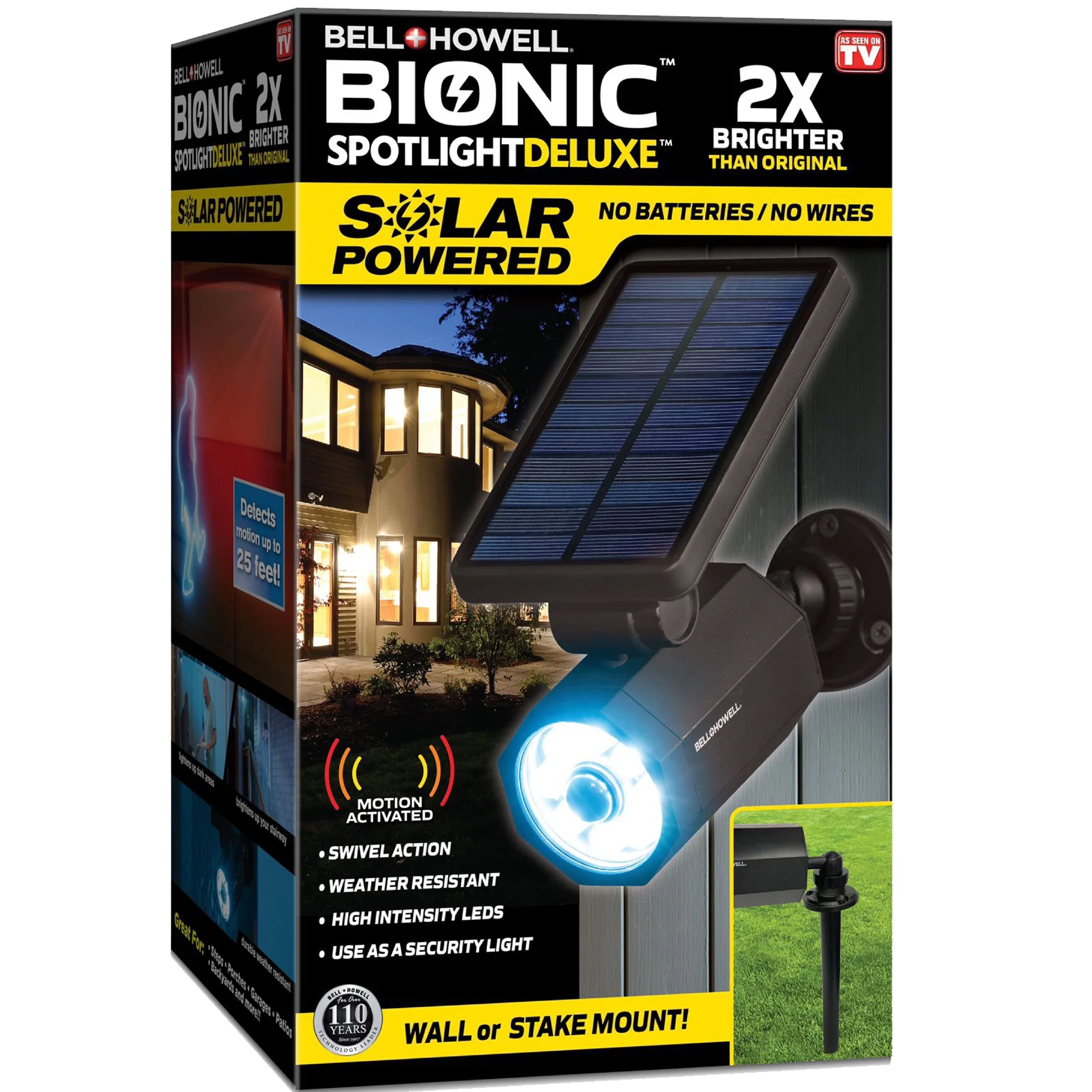 Bell + Howell Bionic Spotlight Deluxe Solar Powered Outdoor Motion Sensor LED Security Light