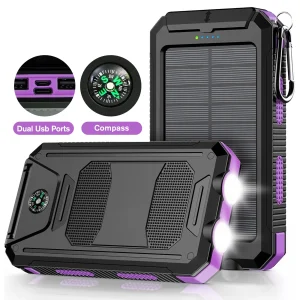 CATGOOD 30000mAh Solar Charger for Cell Phone iPhone, Portable Solar Power Bank with Dual 5V USB Ports