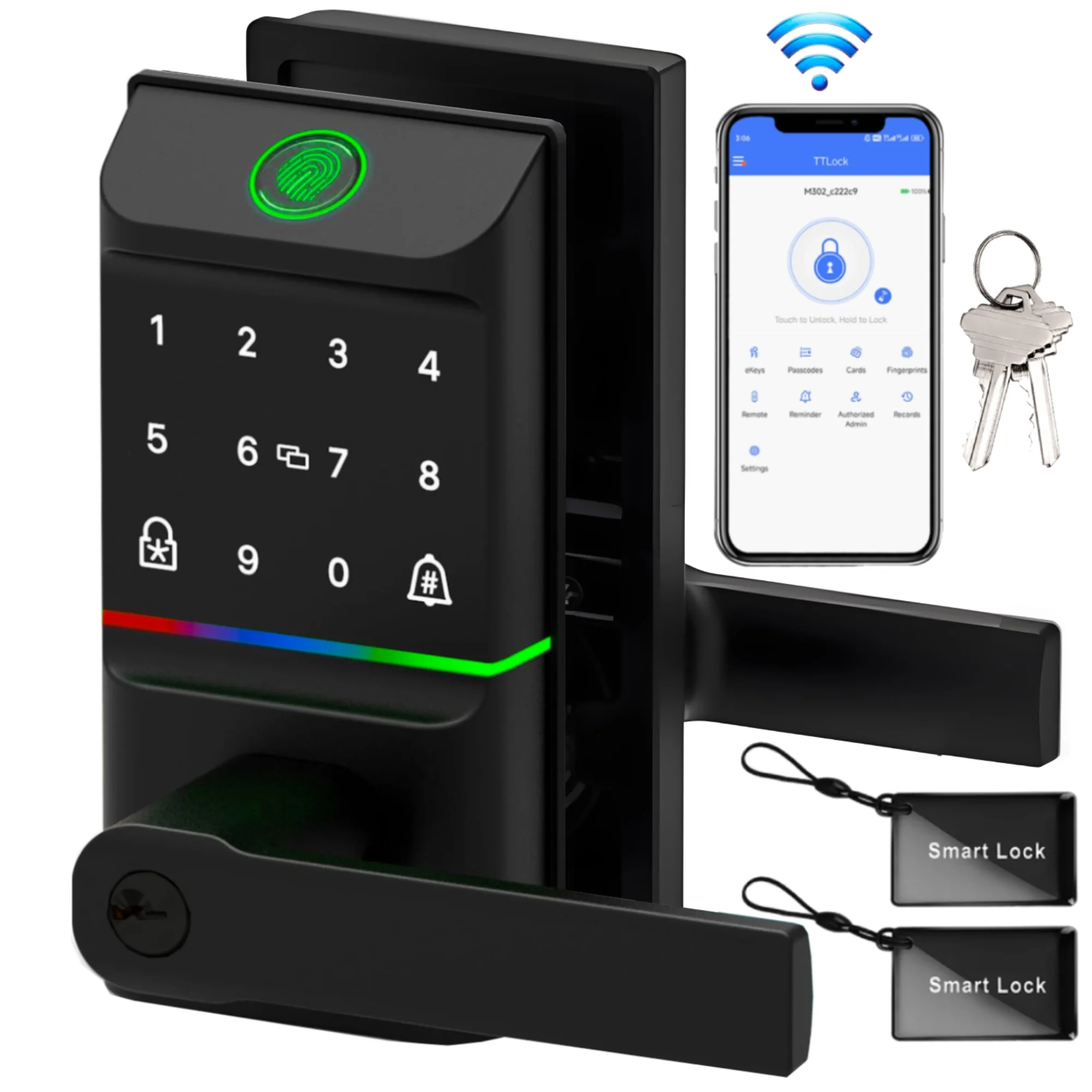 Smart Door Lock,Blacksmith Biometric Smart Lock With Handle,APP Control and Fingerprint Recognition