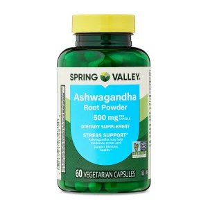 Spring Valley Ashwagandha Root Powder General Wellness Dietary Supplement Vegetarian Capsules